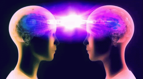 Two people facing each other as a glowing link forms between their minds
